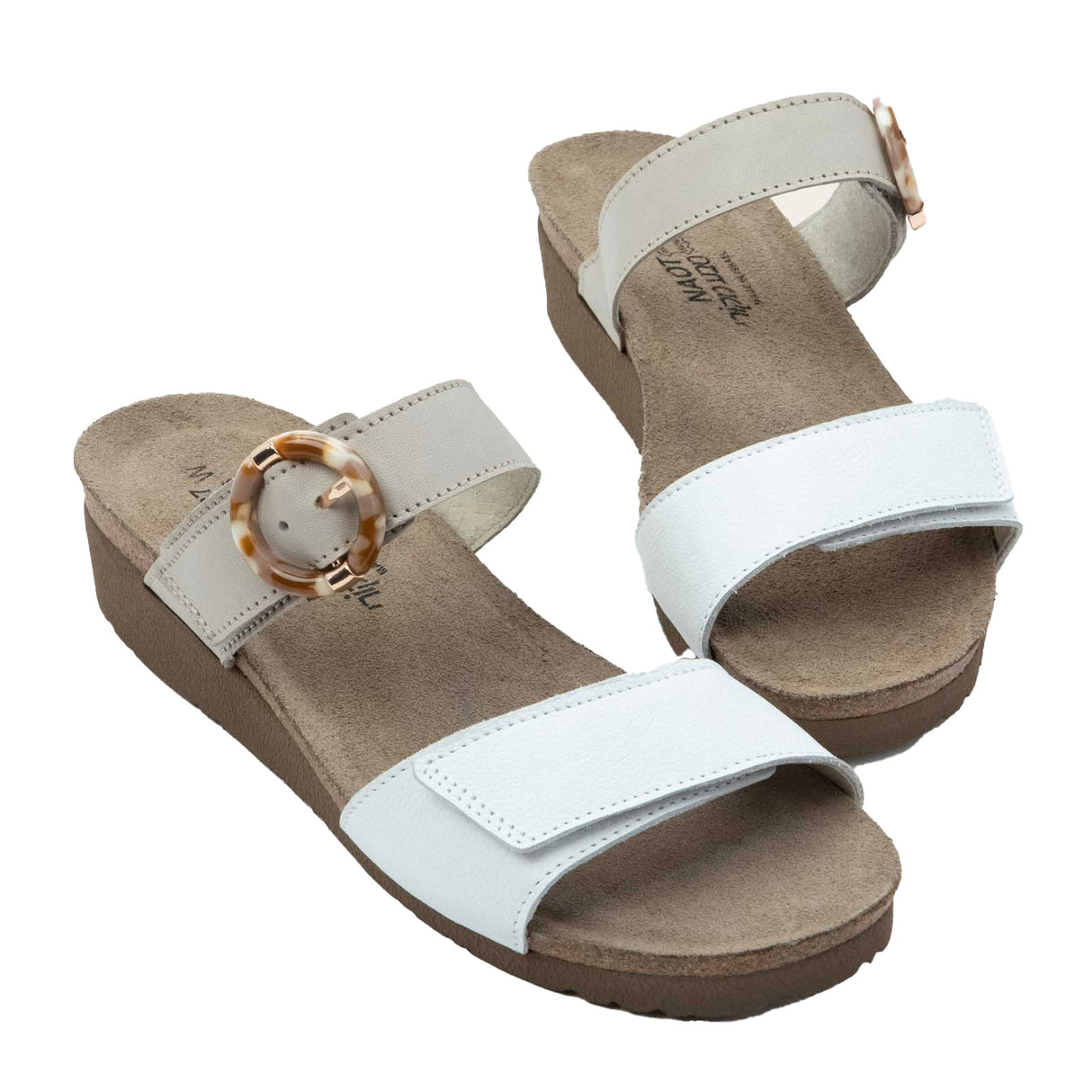 Naot Anabel Wide Wedge Sandal (Women) - White Leather/Soft Ivory Leather Sandal - Heel/Wedge - The Heel Shoe Fitters