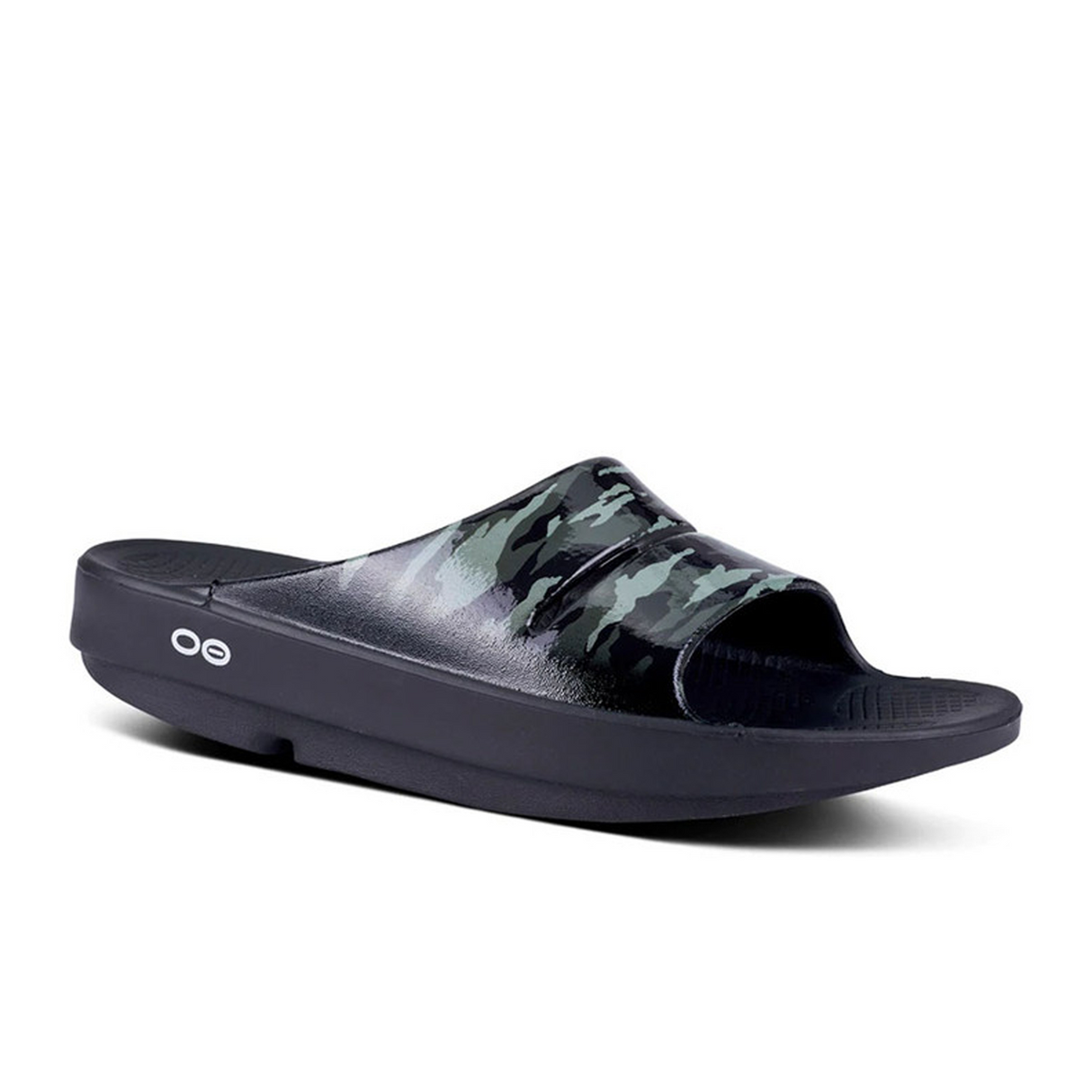 Oofos OOahh Limited Slide Sandal (Women) - Black/Green Camo Sandal - Slide - The Heel Shoe Fitters