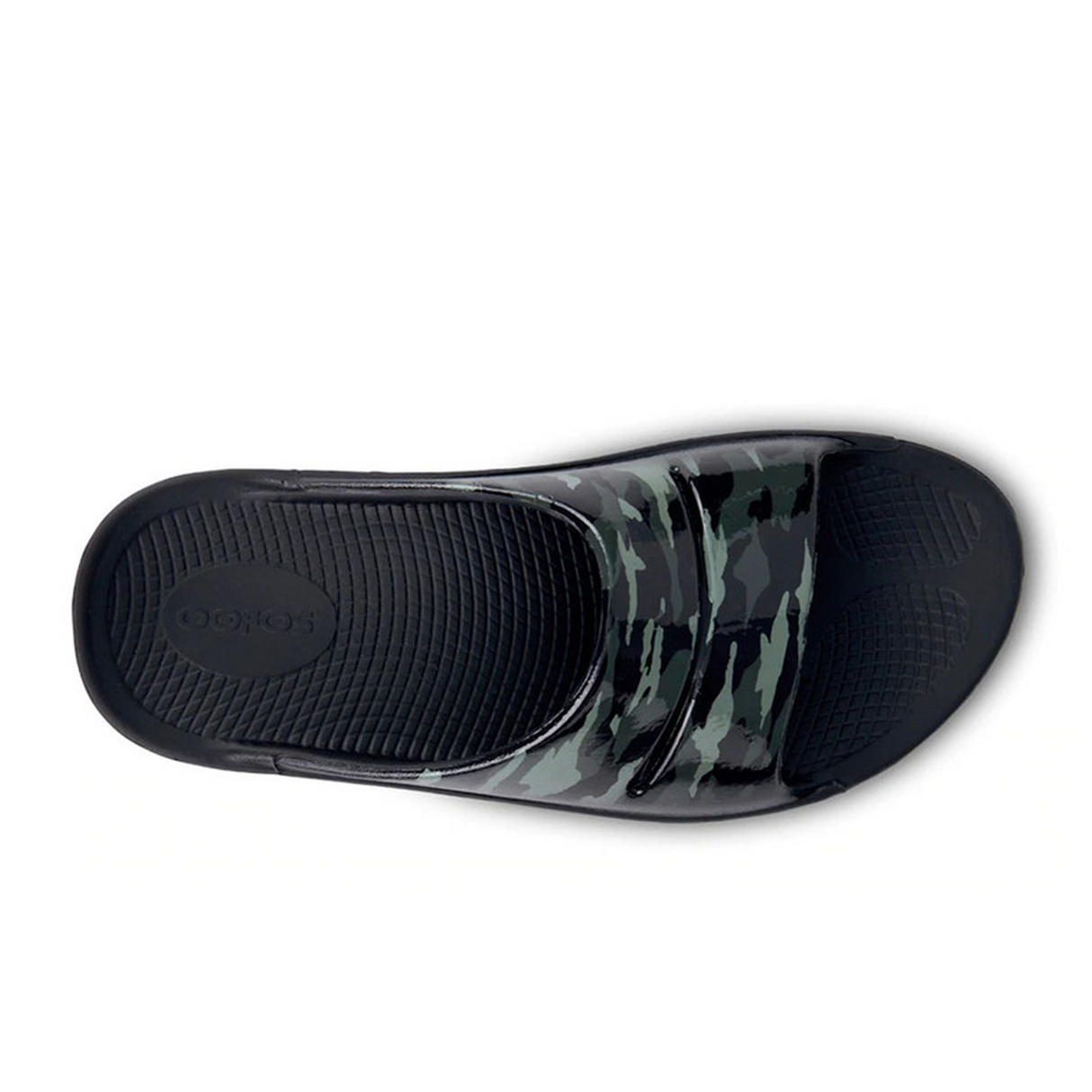 Oofos OOahh Limited Slide Sandal (Women) - Black/Green Camo Sandal - Slide - The Heel Shoe Fitters