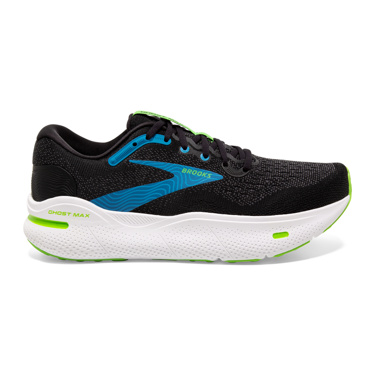 Brooks Ghost Max Running Shoe (Men) - Black/Atomic Blue/Jasmin Athletic - Running - The Heel Shoe Fitters
