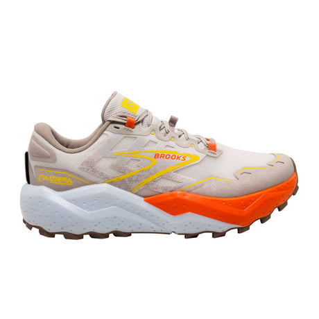 Brooks Caldera 7 (Men) - White Sand/Chateau Gray/Yellow Athletic - Running - The Heel Shoe Fitters