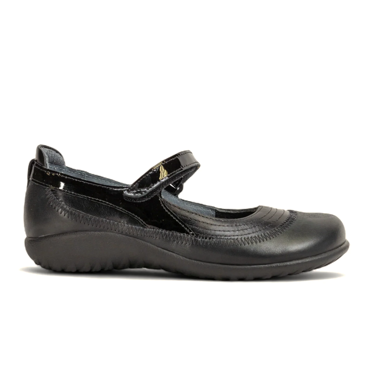 Naot Kirei Mary Jane (Women) - Shiny Black/Black Patent/Black Madras Dress-Casual - Slip On - The Heel Shoe Fitters