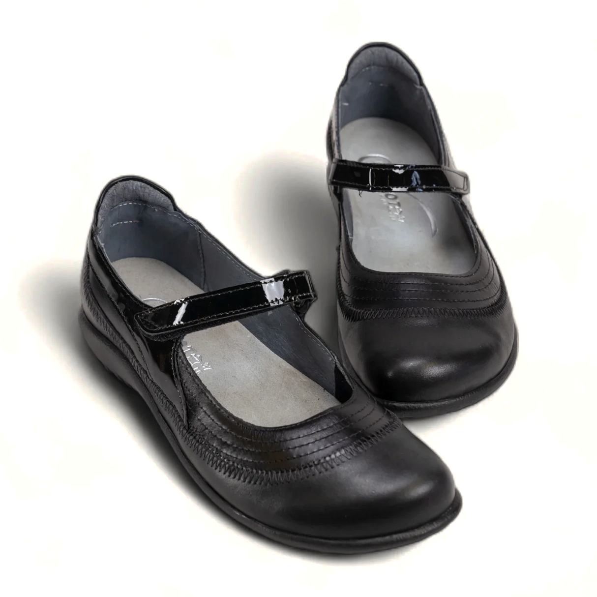 Naot Kirei Mary Jane (Women) - Shiny Black/Black Patent/Black Madras Dress-Casual - Slip On - The Heel Shoe Fitters