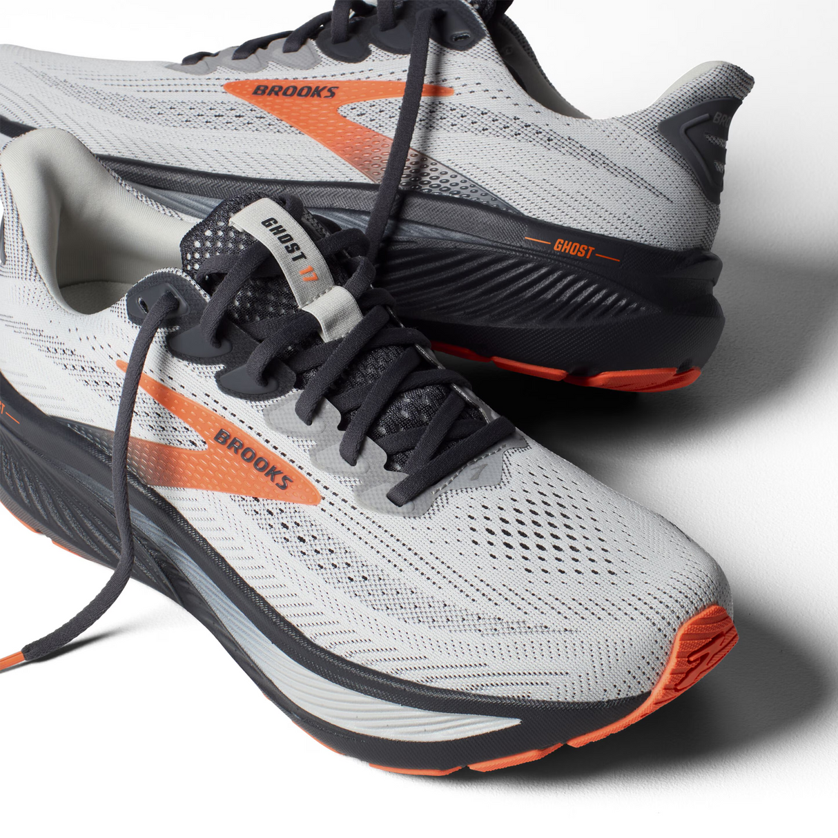 Brooks Ghost 17 Running Shoe (Men) - Oyster Mushroom/Orange/Ebony Athletic - Running - Neutral - The Heel Shoe Fitters