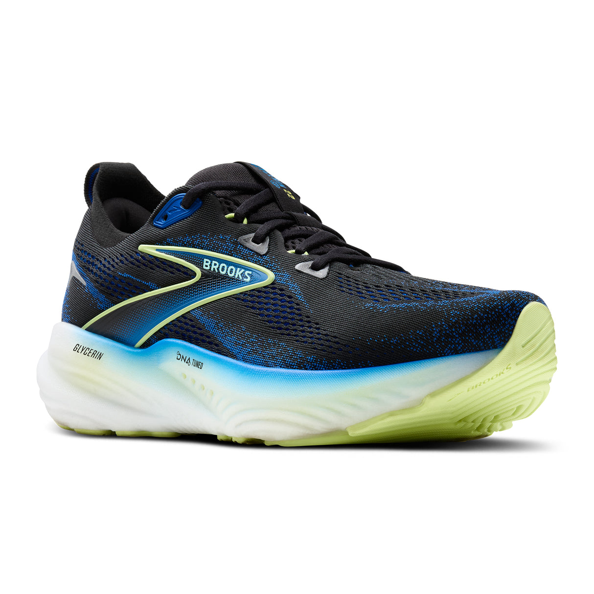 Brooks Glycerin 22 Running Shoe (Men) - Black/Cobalt/Neo Yellow Athletic - Running - Neutral - The Heel Shoe Fitters