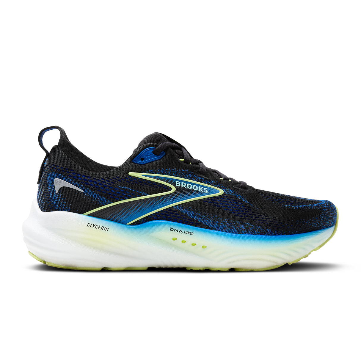 Brooks Glycerin 22 Running Shoe (Men) - Black/Cobalt/Neo Yellow Athletic - Running - Neutral - The Heel Shoe Fitters