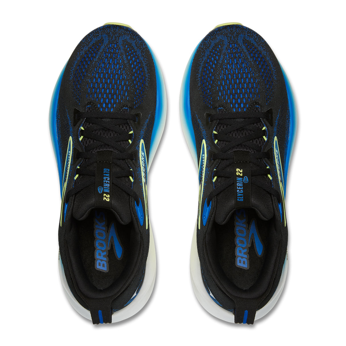 Brooks Glycerin 22 Running Shoe (Men) - Black/Cobalt/Neo Yellow Athletic - Running - Neutral - The Heel Shoe Fitters