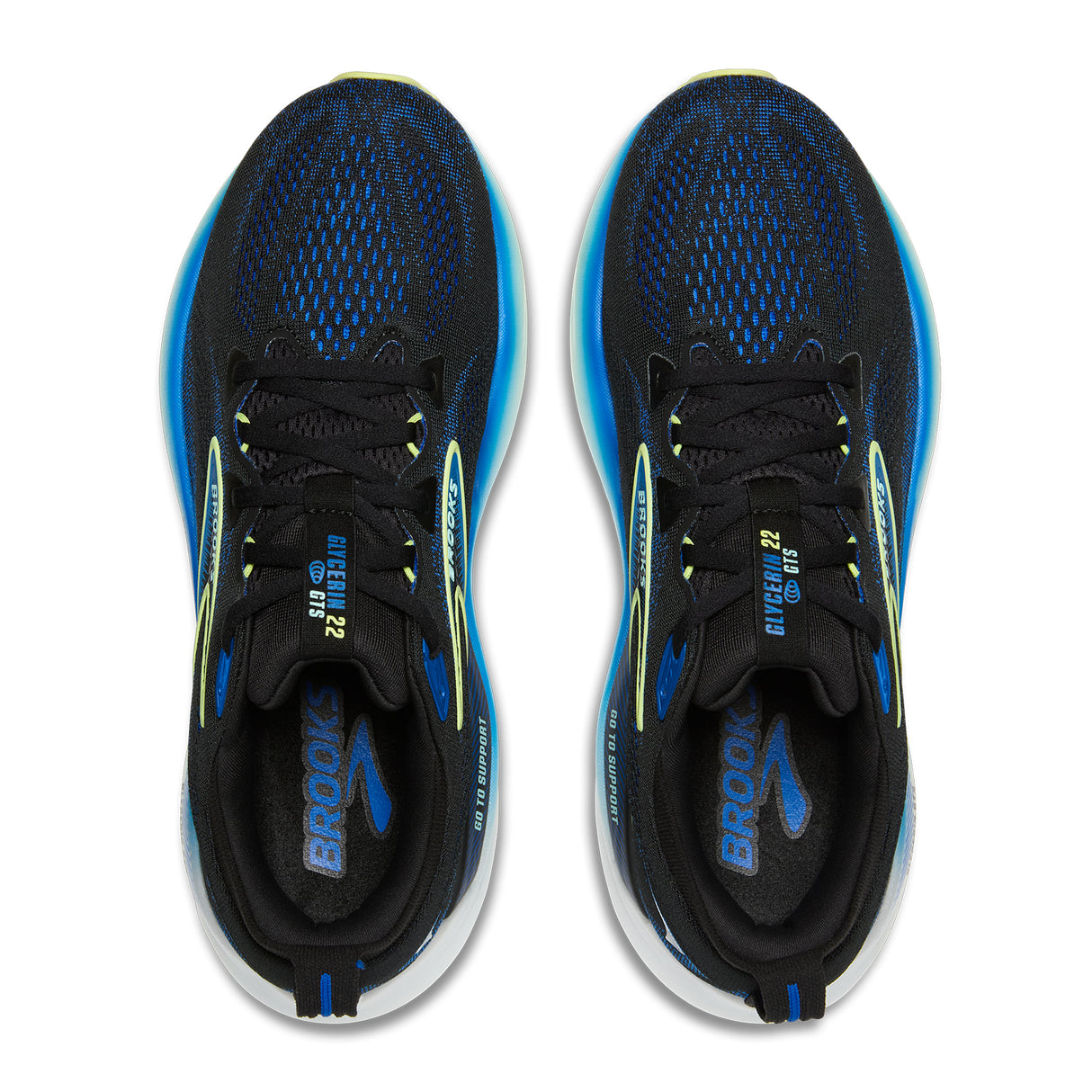 Brooks Glycerin GTS 22 Running Shoe (Men) - Black/Cobalt/Neo Yellow Athletic - Running - Stability - The Heel Shoe Fitters