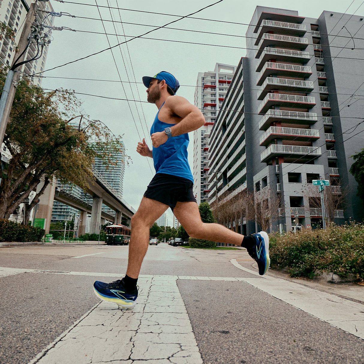 Brooks Glycerin GTS 22 Running Shoe (Men) - Black/Cobalt/Neo Yellow Athletic - Running - Stability - The Heel Shoe Fitters