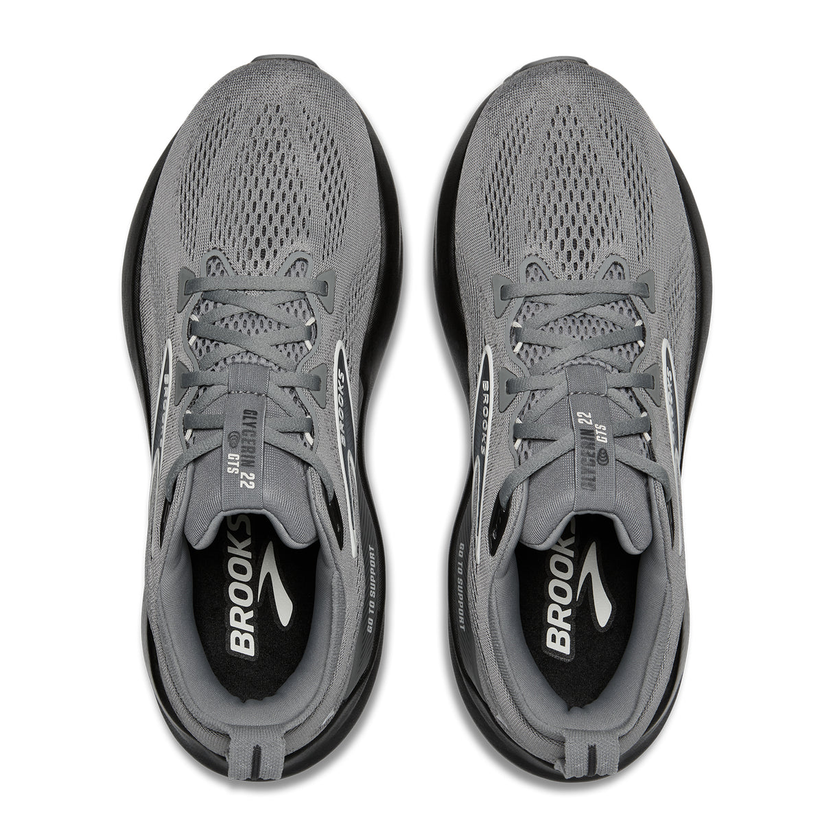 Brooks Glycerin GTS 22 Running Shoe (Men) - Primer Gray/Ebony/Bluewash Athletic - Running - Stability - The Heel Shoe Fitters