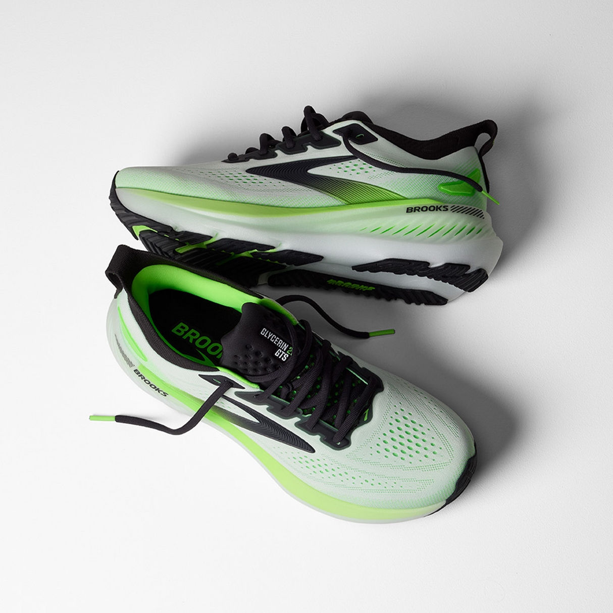 Brooks Glycerin GTS 23 Running Shoe (Men) - White/Phantom/Green Gecko