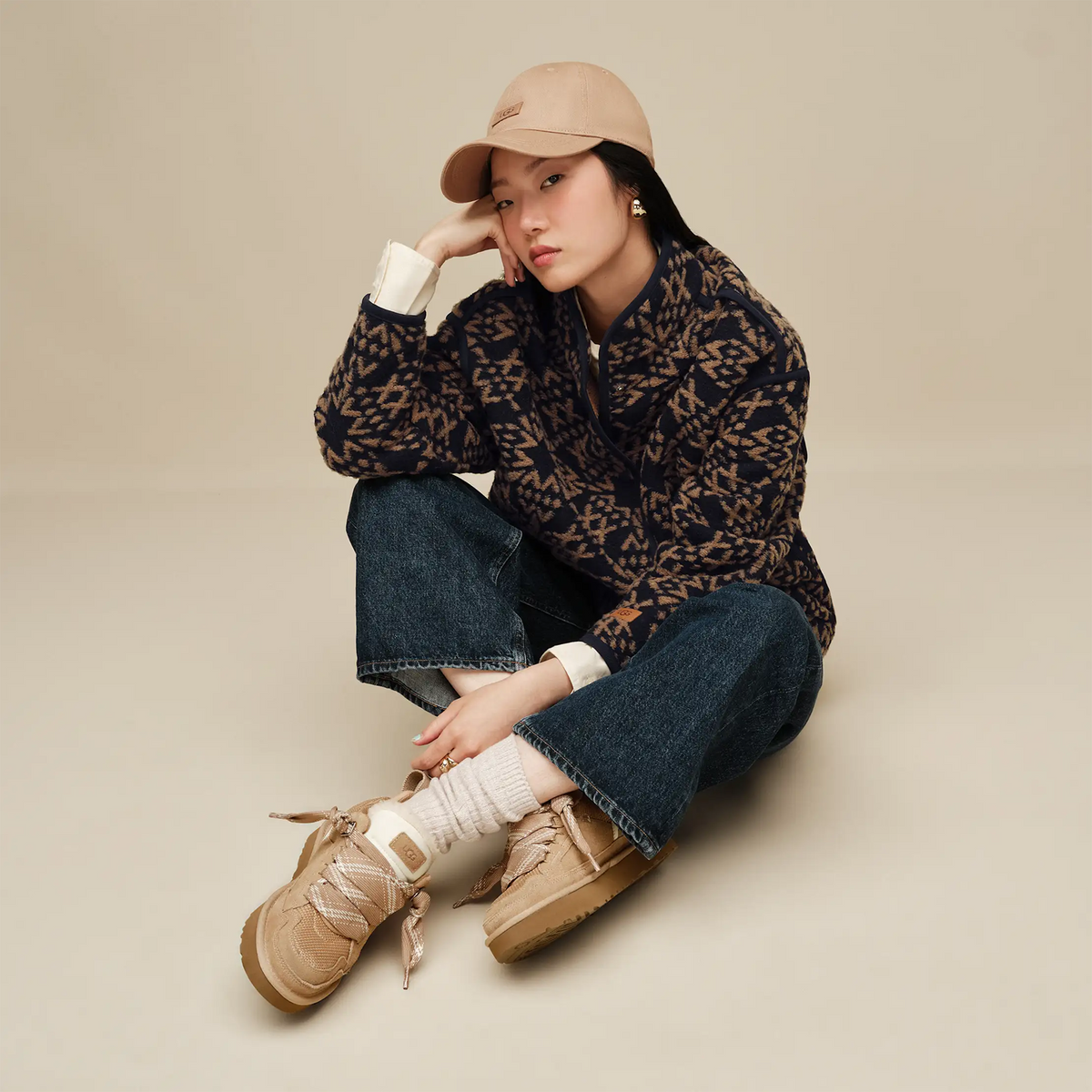 UGG® Rib Knit Slouchy Crew 3 Pack (Women) - Strawberry/Cream/Coffee Berry