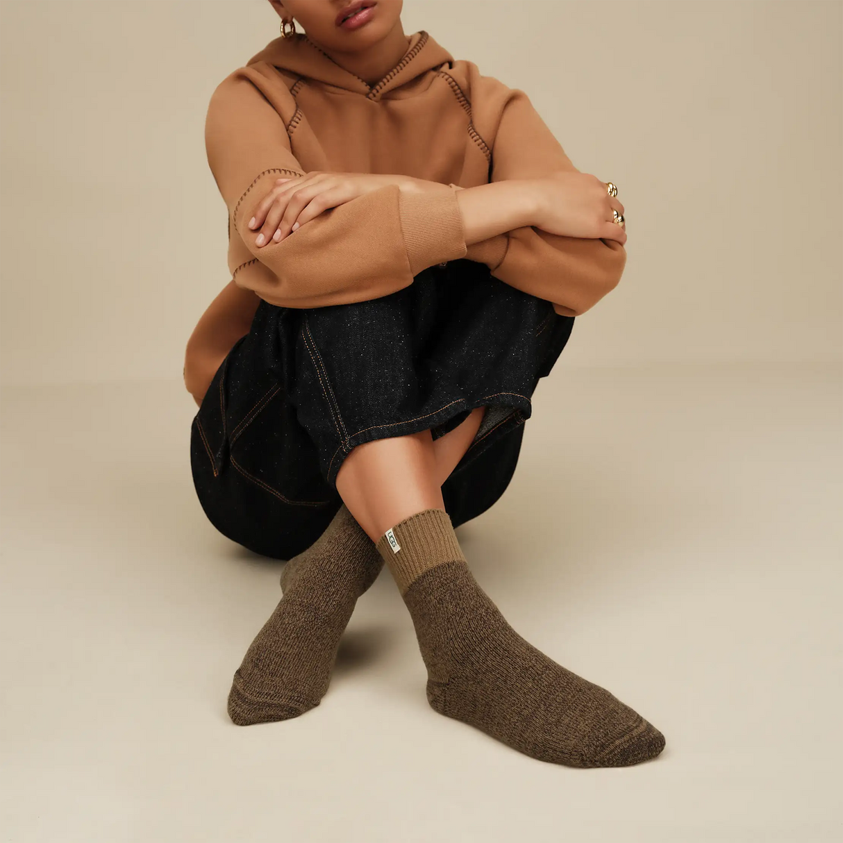 UGG® Rib Knit Slouchy Quarter (Women) - Coffee Grounds