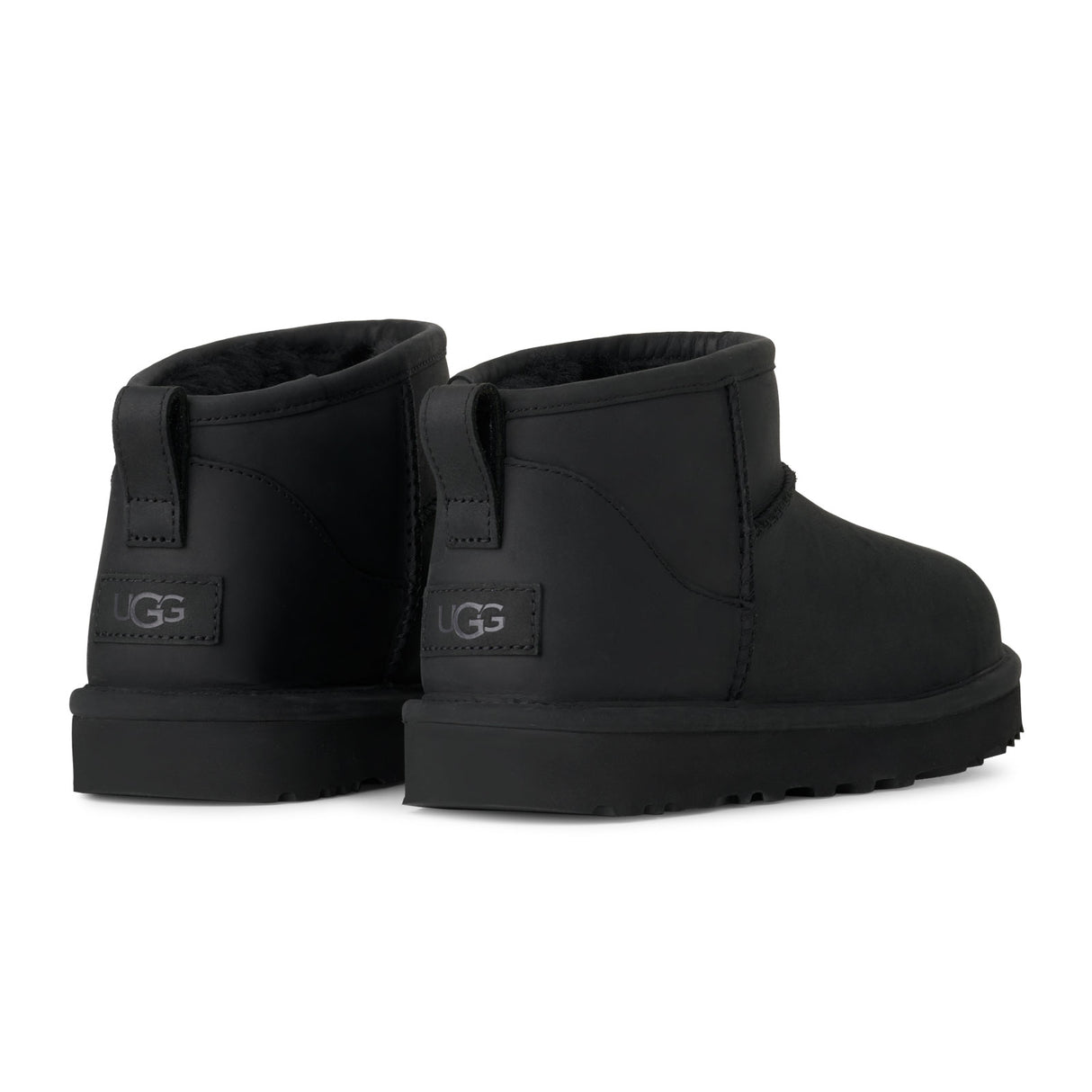 UGG® Classic Ultra Mini (Women) - Black Leather Boots - Casual - Low - The Heel Shoe Fitters