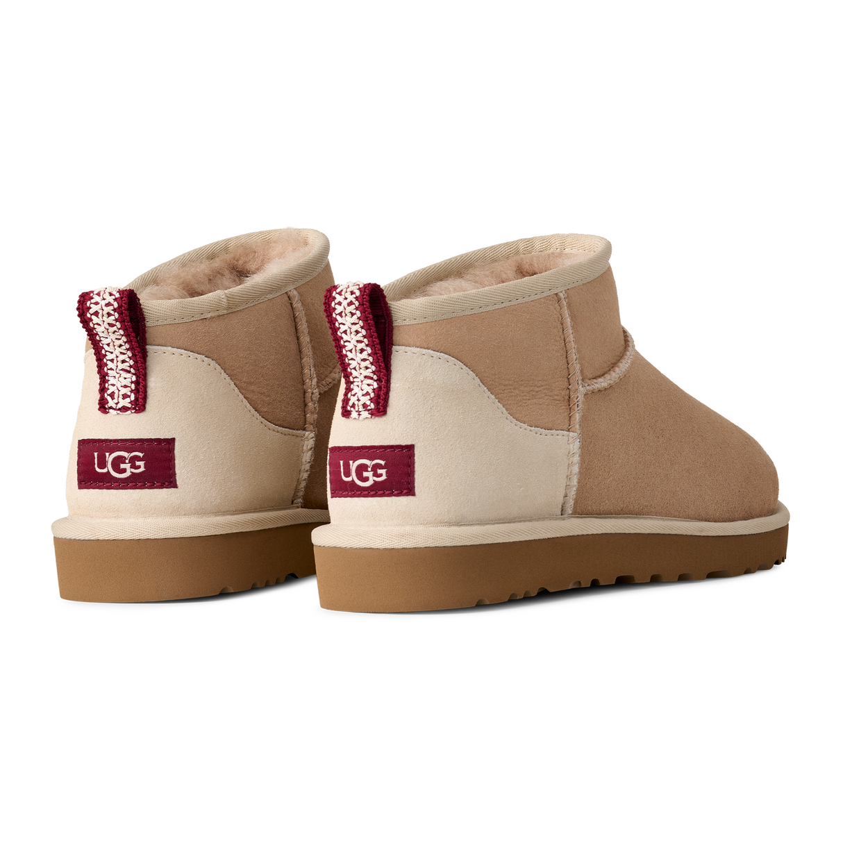 UGG® Classic Ultra Mini (Unisex) - Driftwood/Biking Red Boots - Casual - Low - The Heel Shoe Fitters