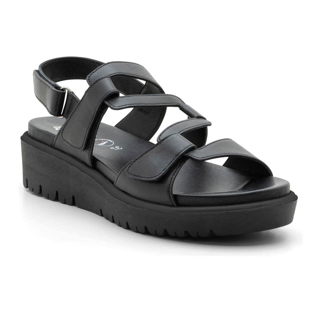 Ara Bayview Wedge Sandal (Women) - Black Nappa Leather Sandal - Heel/Wedge - The Heel Shoe Fitters
