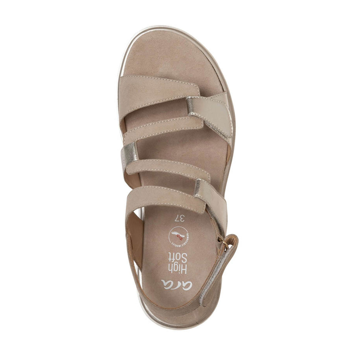 Ara Bayview Wedge Sandal (Women) - Platinum/Sand Metallic Sandal - Heel/Wedge - The Heel Shoe Fitters