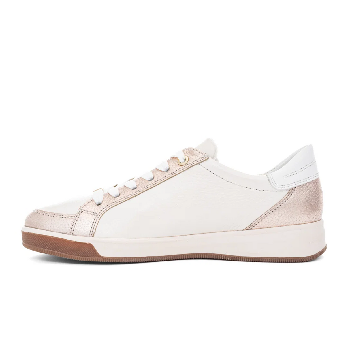 Ara Rei-Low Sneaker (Women) - Cream Calf/Sand Metallic Athletic - Casual - Lace Up - The Heel Shoe Fitters