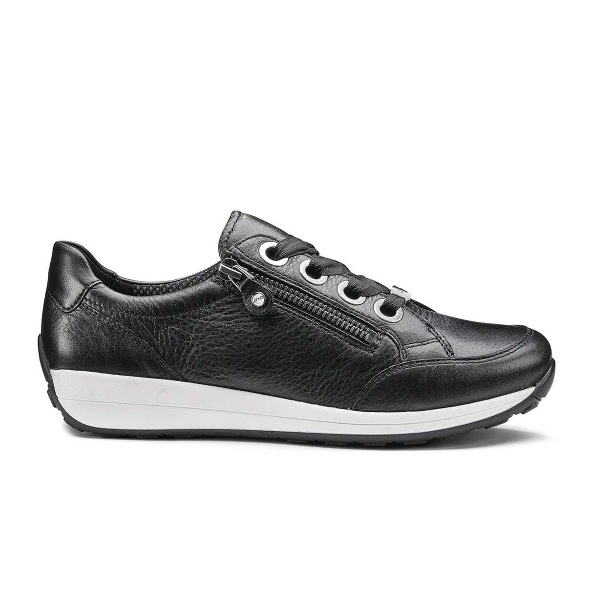 Ara Ollie Side Zip Lace Up Sneaker (Women) - Black Leather Athletic - Casual - Lace Up - The Heel Shoe Fitters