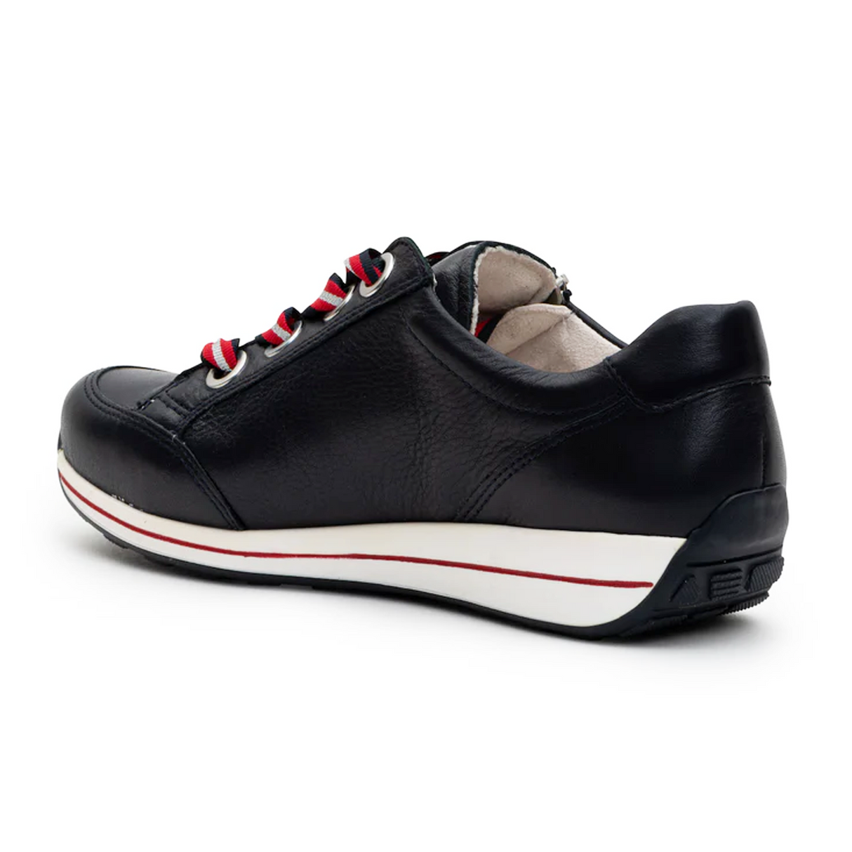 Ara Ollie Side Zip Lace Up Sneaker (Women) - Navy Leather Athletic - Casual - Lace Up - The Heel Shoe Fitters