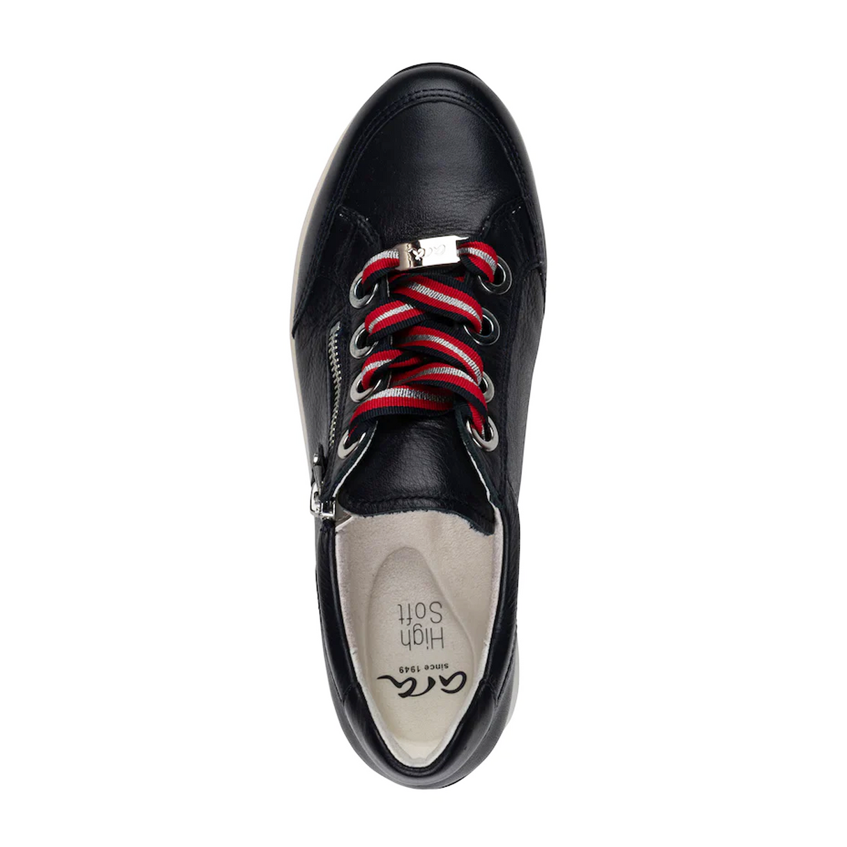 Ara Ollie Side Zip Lace Up Sneaker (Women) - Navy Leather Athletic - Casual - Lace Up - The Heel Shoe Fitters