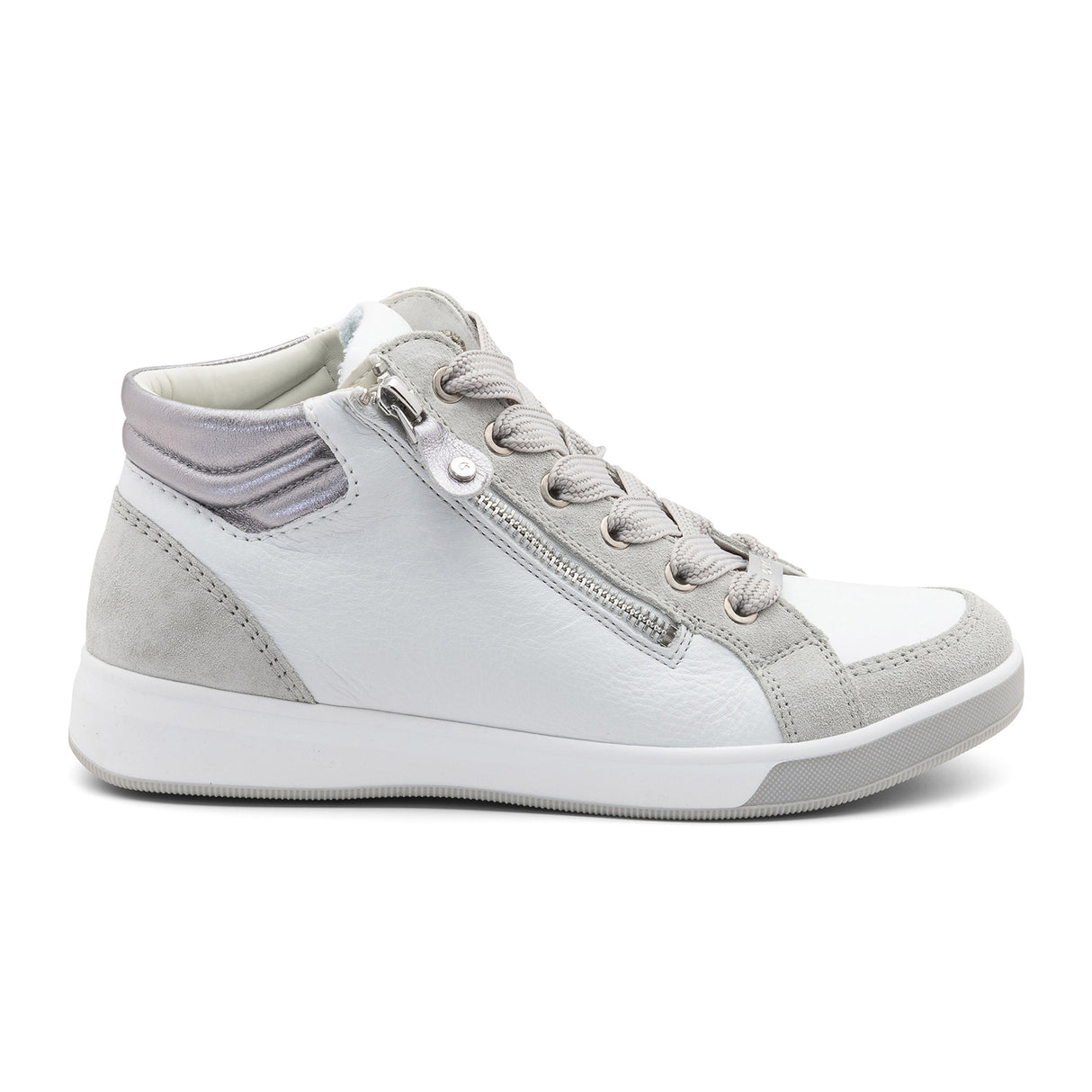 Ara Rei High Top Sneaker (Women) - Fog/White/Silver Athletic - Casual - Lace Up - The Heel Shoe Fitters