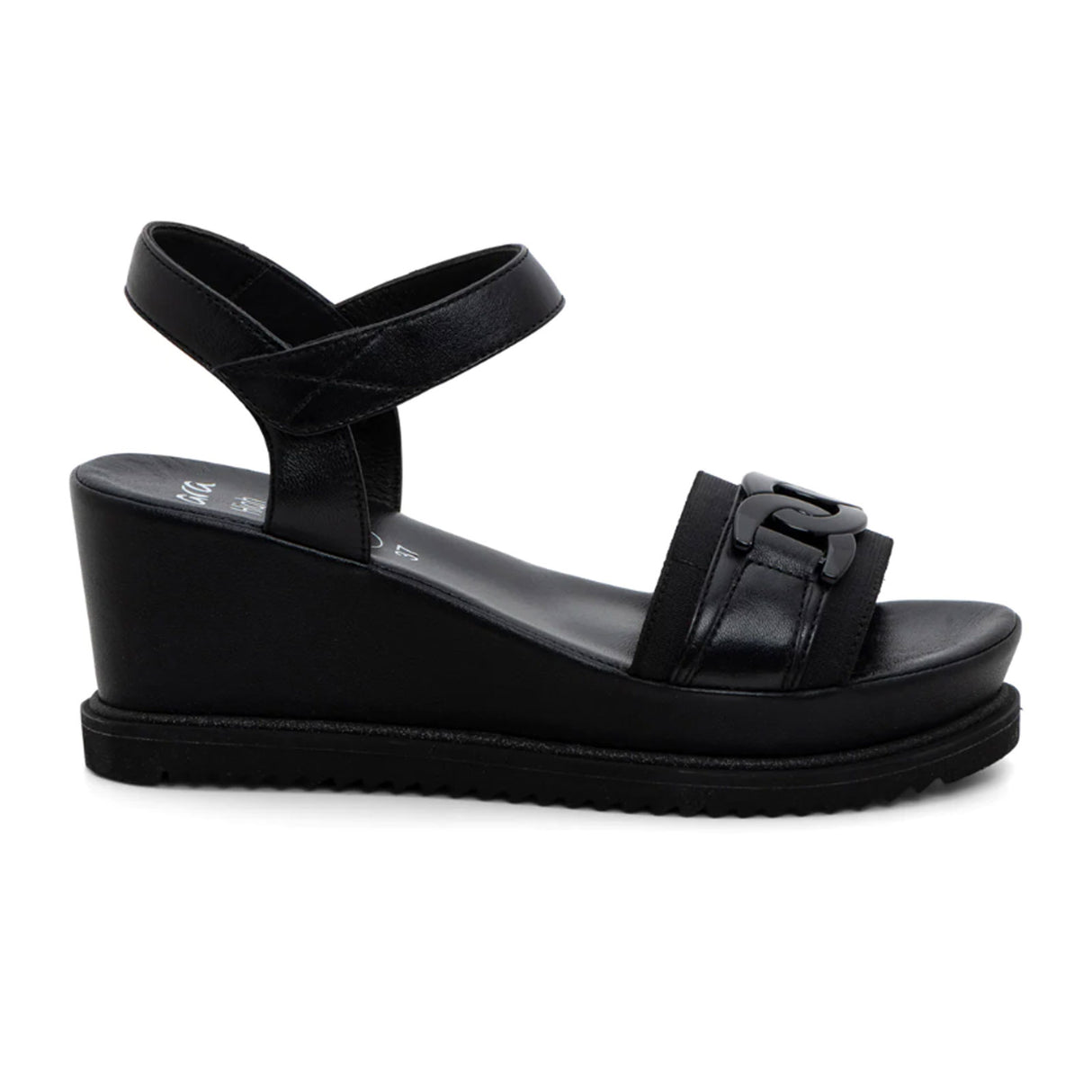 Ara Palmdale Wedge Sandal (Women) - Black Nappa Leather Sandal - Heel/Wedge - The Heel Shoe Fitters