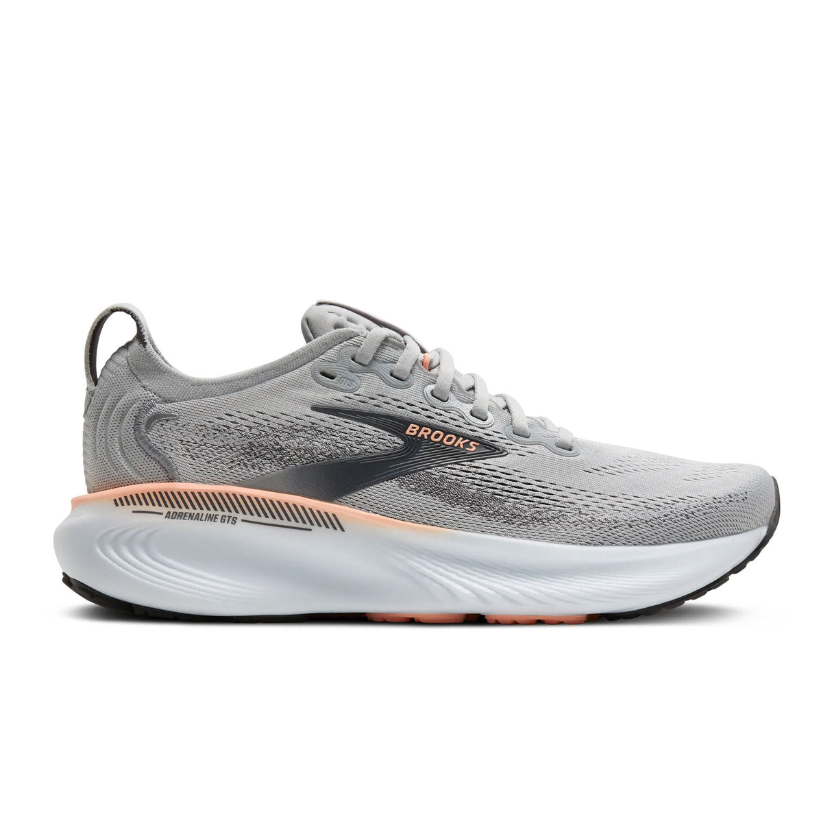 Brooks Adrenaline GTS 25 Running Shoe (Women) - Grey/Blackened Pearl/Coral Athletic - Running - Stability - The Heel Shoe Fitters