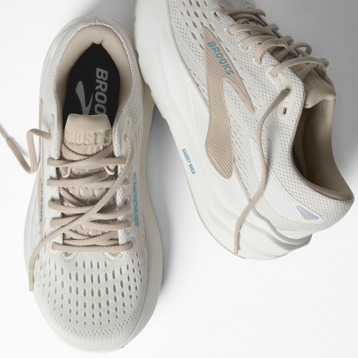 Brooks Ghost Max 3 Running Shoe (Women) - Coconut/Chateau Grey/Blue Athletic - Running - Cushion - The Heel Shoe Fitters