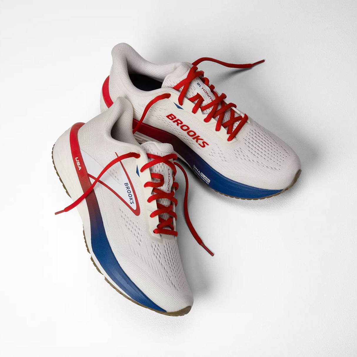 Brooks Launch 12 Running Shoe (Women) - Coconut/Red/Blue Athletic - Running - Neutral - The Heel Shoe Fitters