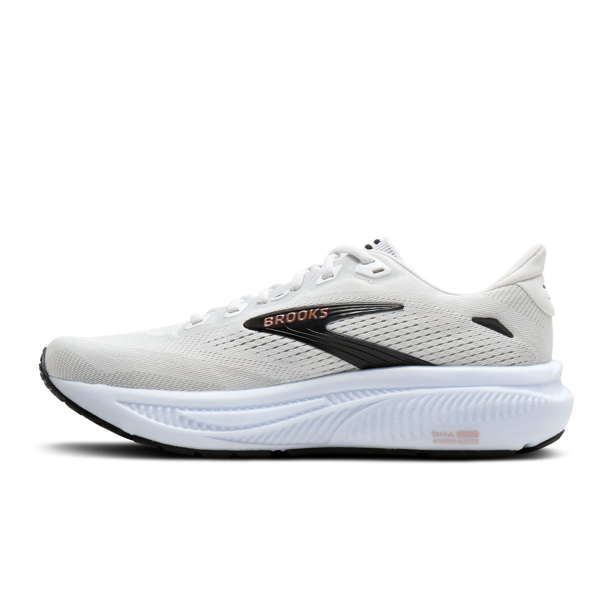 Brooks Ghost 18 Running Shoe (Women) - White/Black/Rose Gold Athletic - Running - Neutral - The Heel Shoe Fitters