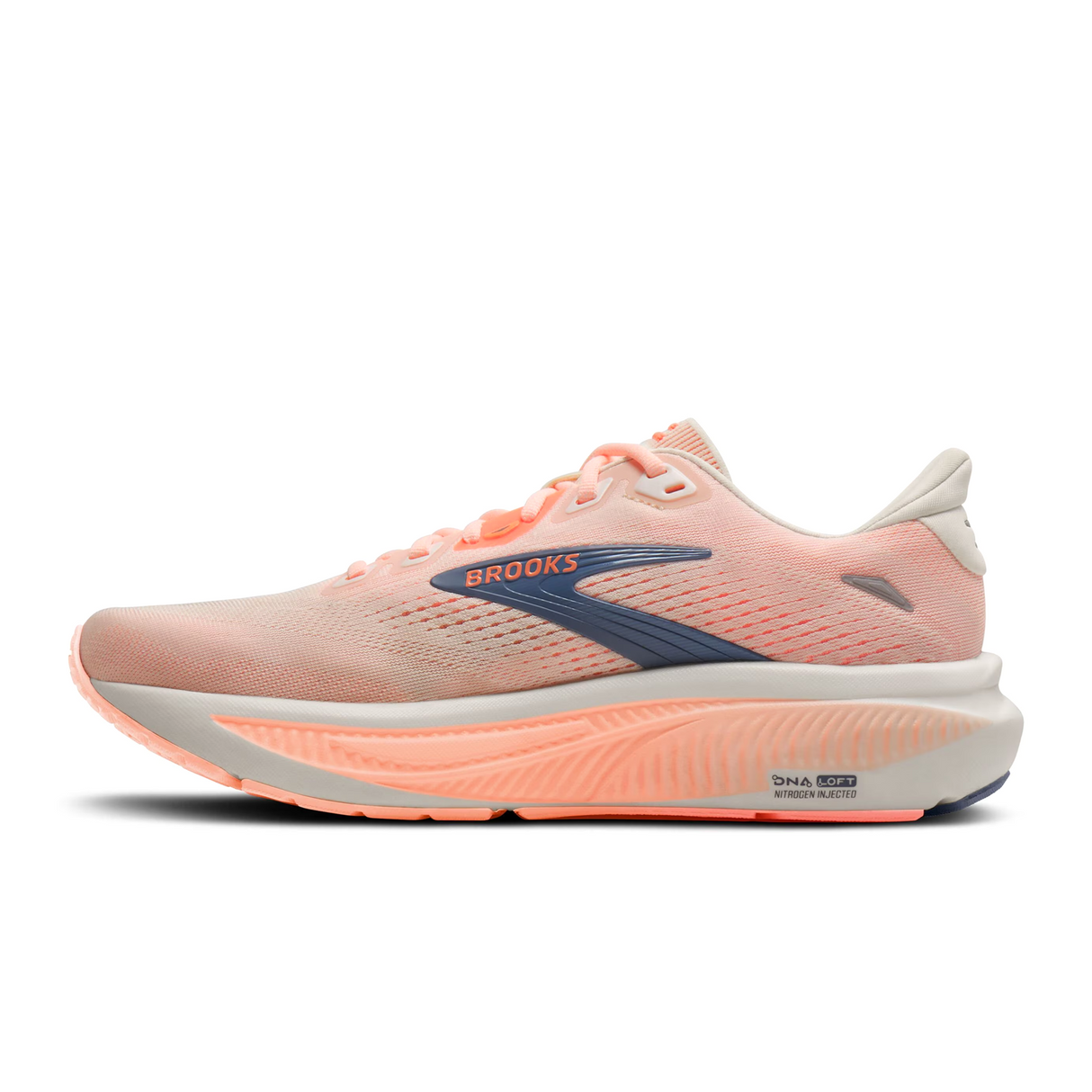 Brooks Ghost 18 Running Shoe (Women) - Star White/Cyber Peach/Grey Athletic - Running - Neutral - The Heel Shoe Fitters