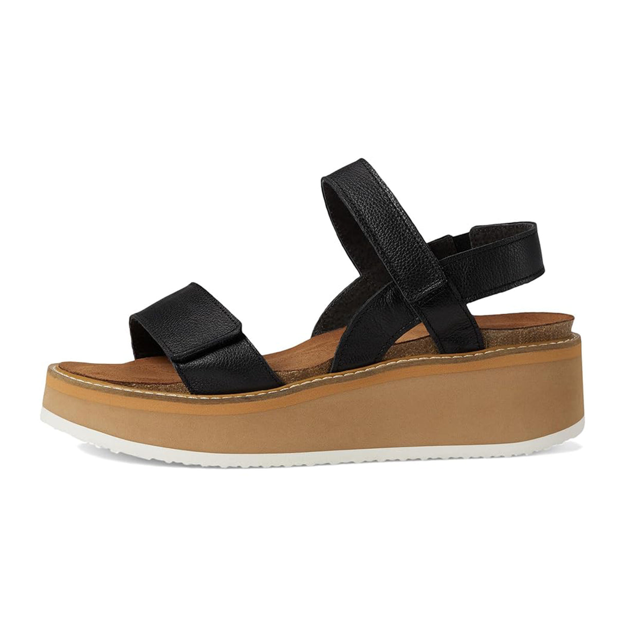 Naot Meringue Wedge Sandal (Woman) - Soft Black Leather with Camel Sole Sandal - Heel/Wedge - The Heel Shoe Fitters