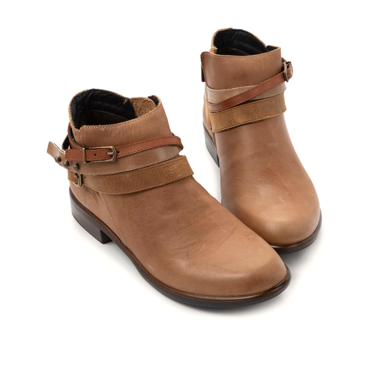 Naot Sumatra Ankle Boot (Women) - Latte Brown Leather/Acorn Straps Boots - Casual - Low - The Heel Shoe Fitters