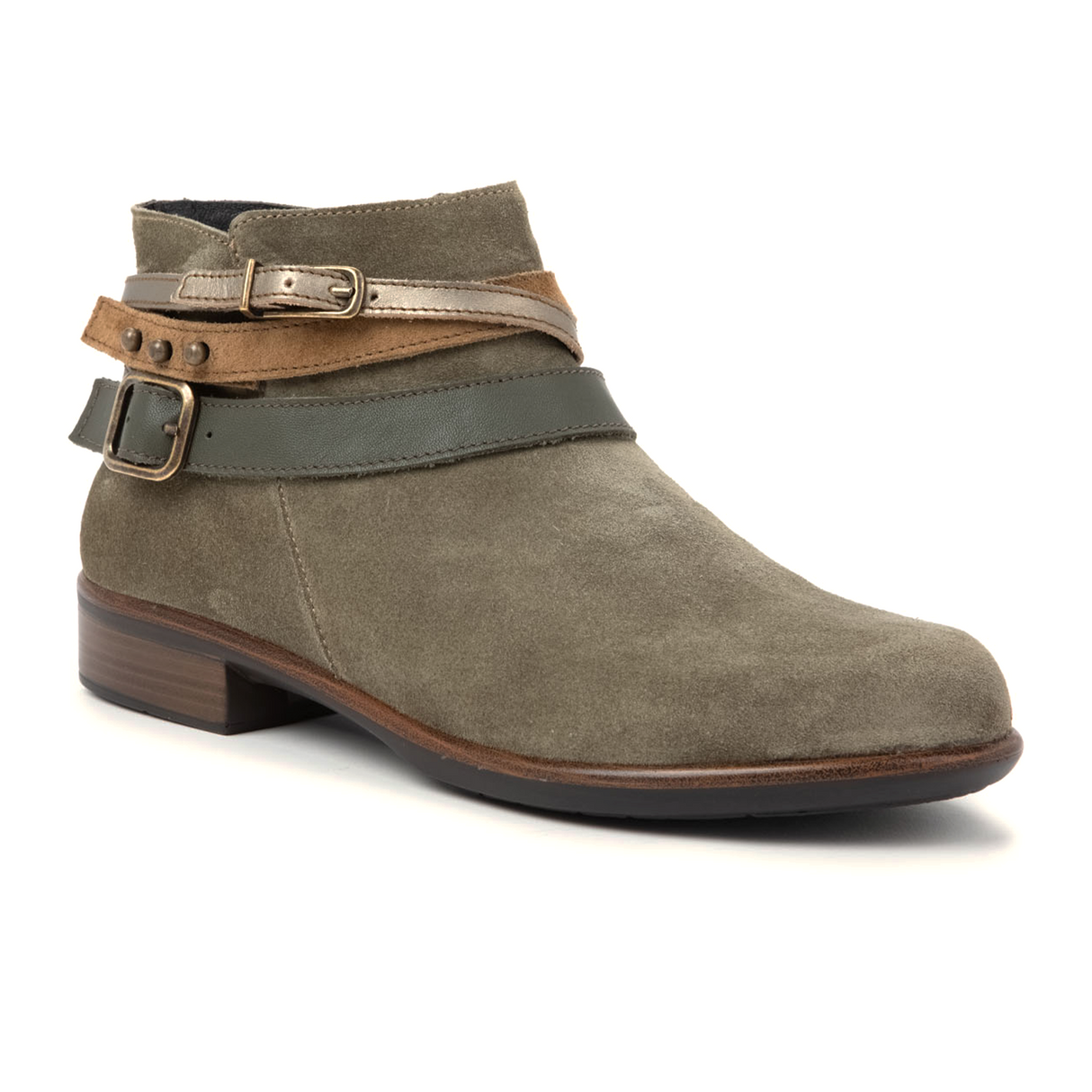 Naot Sumatra Ankle Boot (Women) - Hunter Green Suede/Pewter Straps Boots - Casual - Low - The Heel Shoe Fitters