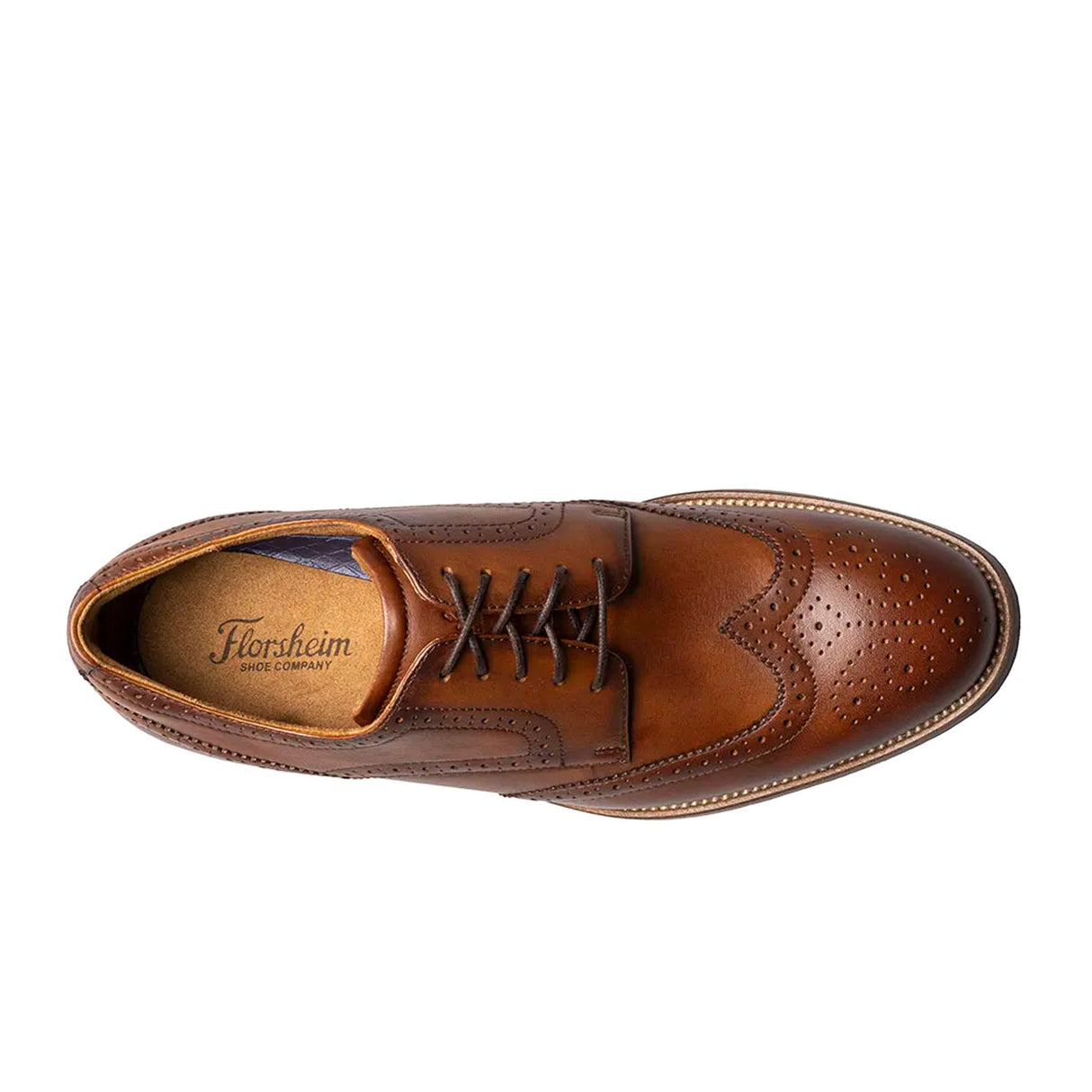 Florsheim Rucci Wing Tip Oxford (Men) - Cognac Dress-Casual - Oxford - The Heel Shoe Fitters