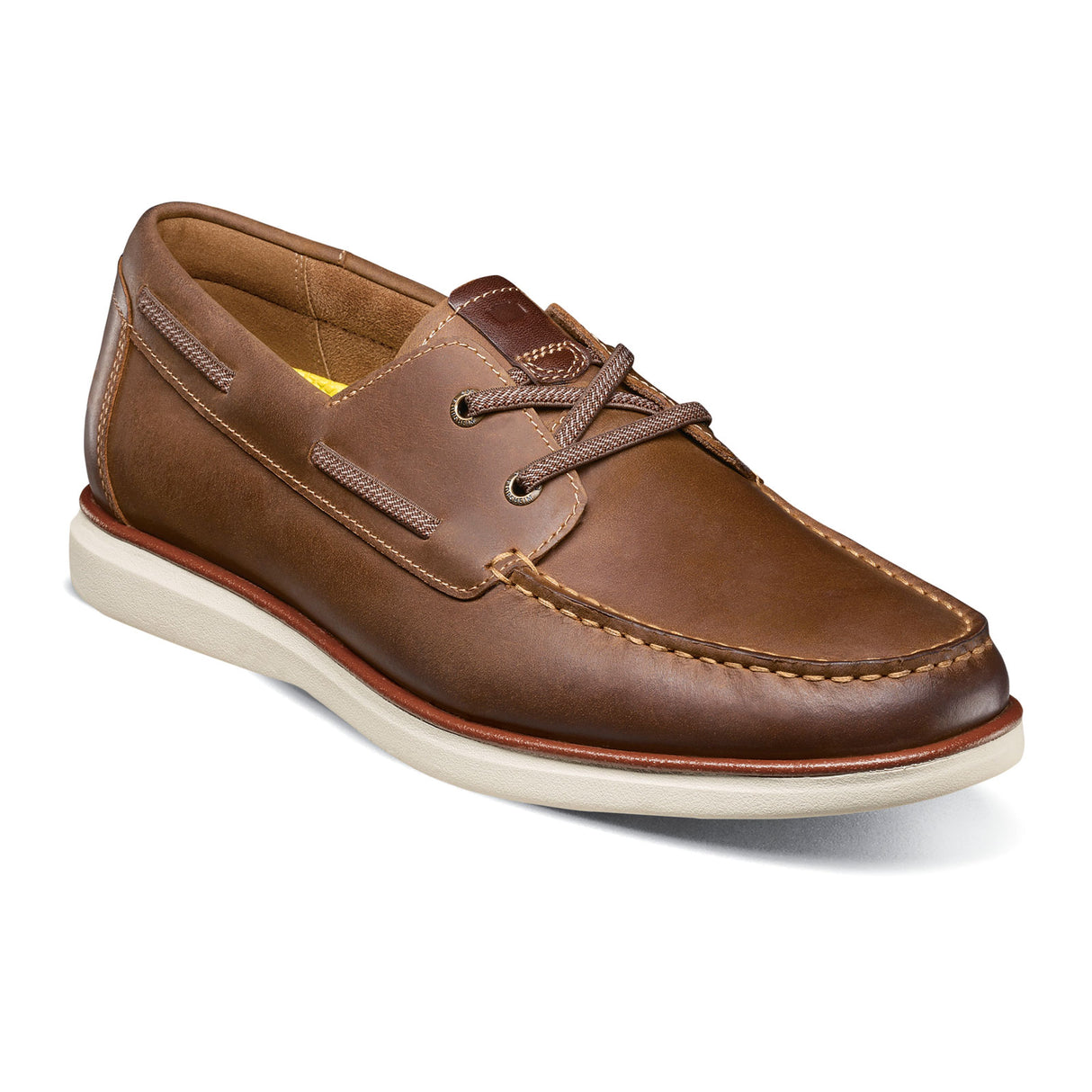 Florsheim Tropics Elastic Lace Moc Toe Boat Shoe (Men) - Brown CH Dress-Casual - Slip On - The Heel Shoe Fitters
