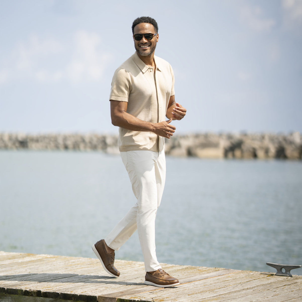 Florsheim Tropics Elastic Lace Moc Toe Boat Shoe (Men) - Brown CH Dress-Casual - Slip On - The Heel Shoe Fitters