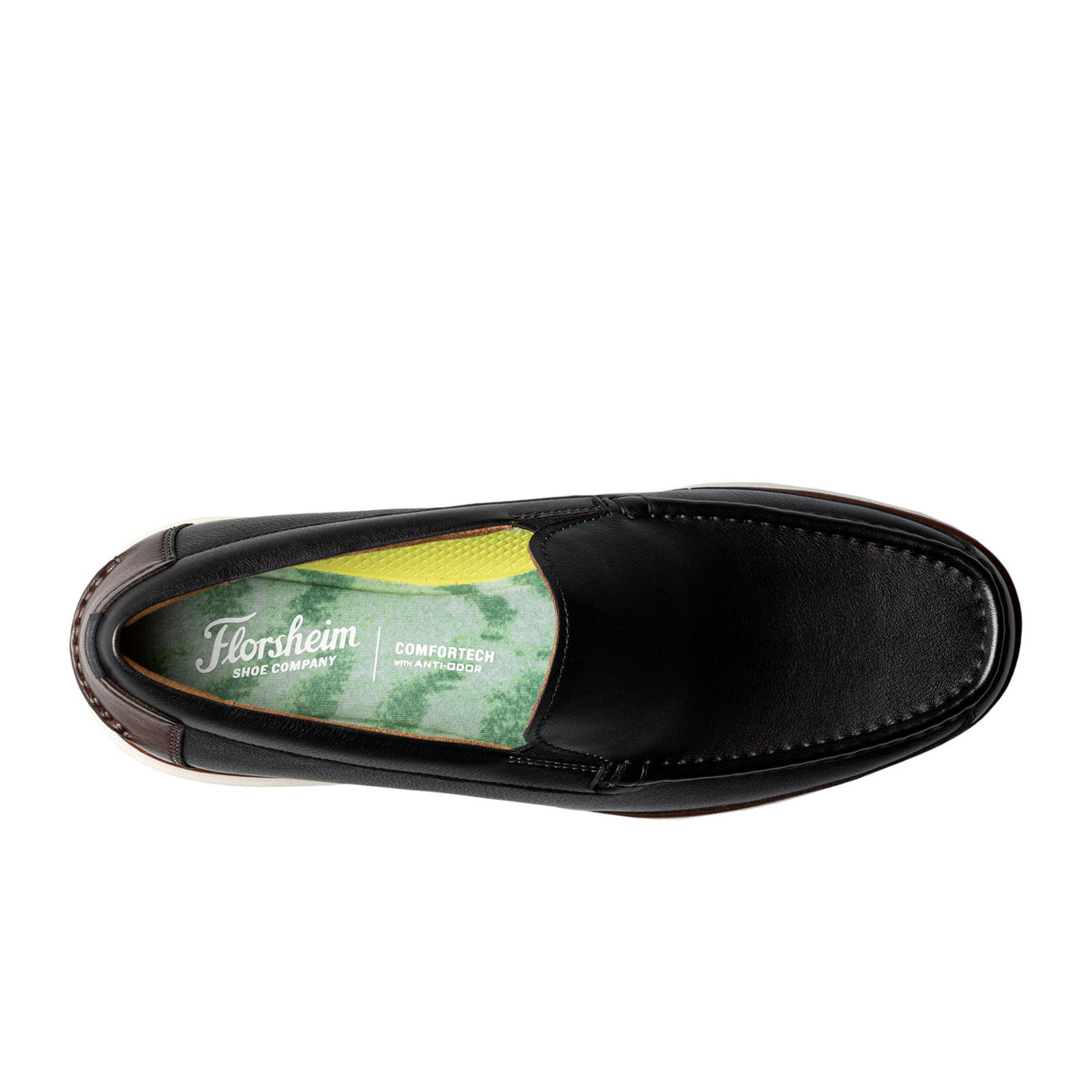 Florsheim Tropics Moc Toe Venetian Slip On (Men) - Black/Brown Dress-Casual - Slip On - The Heel Shoe Fitters