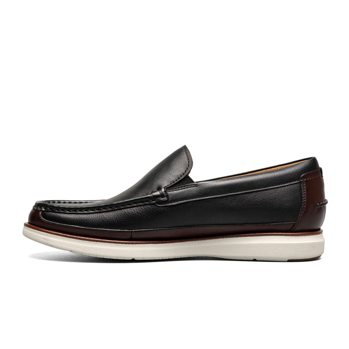 Florsheim Tropics Moc Toe Venetian Slip On (Men) - Black/Brown Dress-Casual - Slip On - The Heel Shoe Fitters