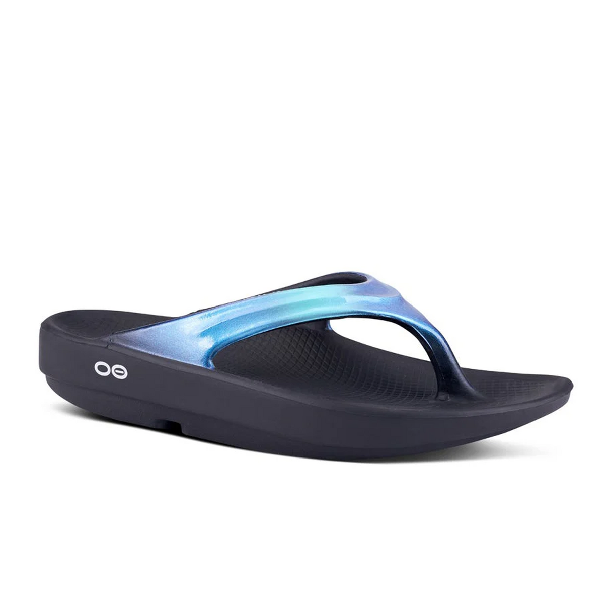 Oofos OOlala Luxe Sandal (Women) - Black/Atlantis Sandal - Thong - The Heel Shoe Fitters