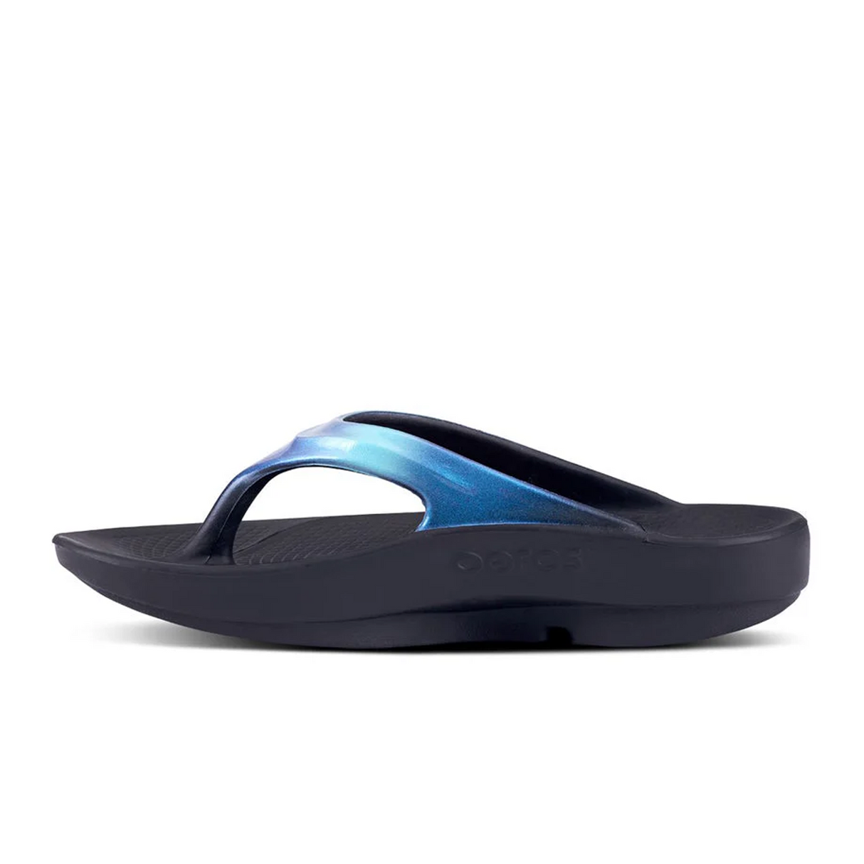 Oofos OOlala Luxe Sandal (Women) - Black/Atlantis Sandal - Thong - The Heel Shoe Fitters