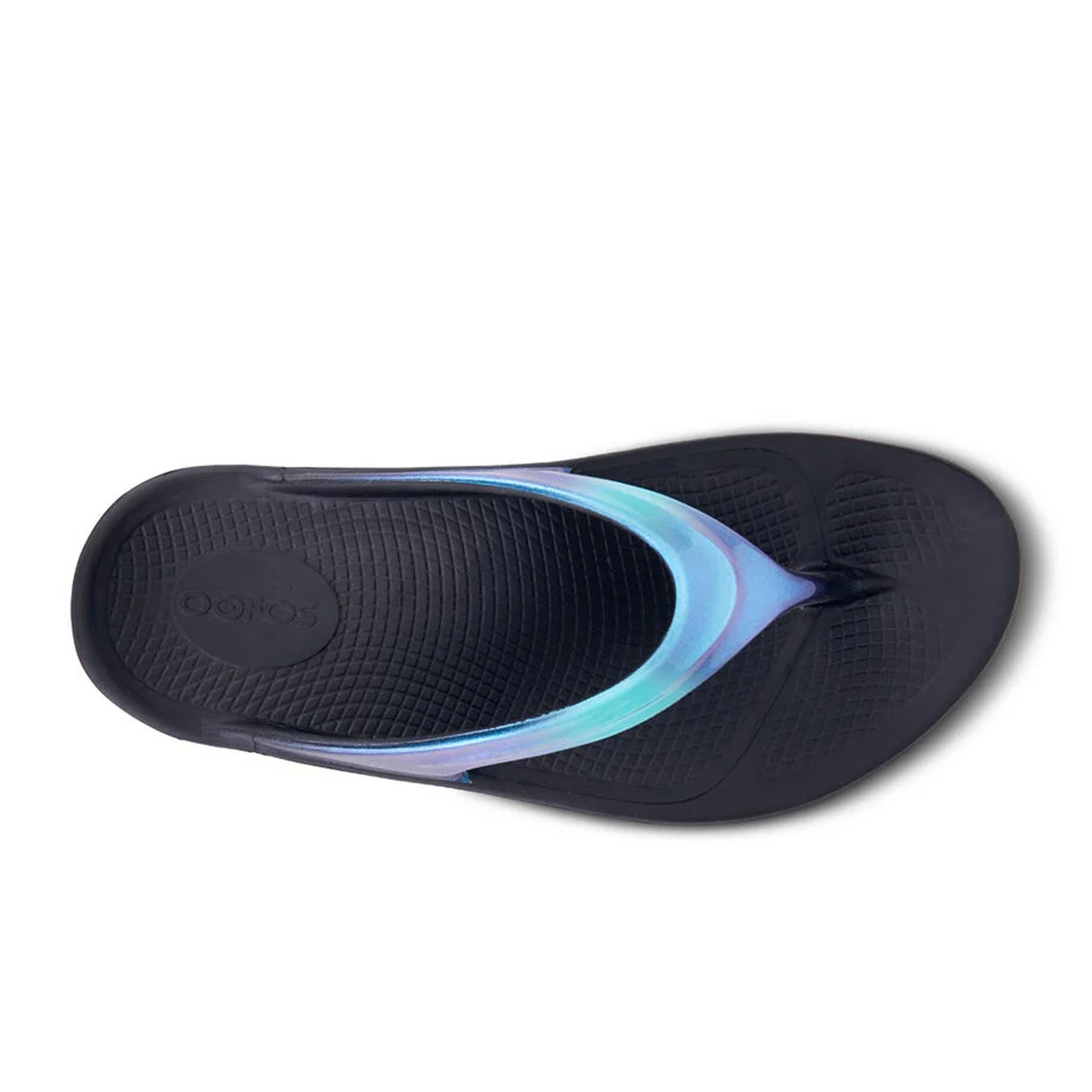 Oofos OOlala Luxe Sandal (Women) - Black/Atlantis Sandal - Thong - The Heel Shoe Fitters