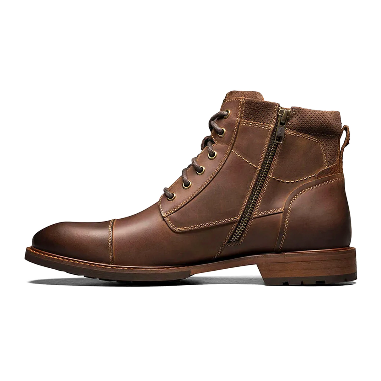 Florsheim Lodge Cap Toe Lace Up Boot (Men) - Brown Crazy Horse Boots - Casual - Mid - The Heel Shoe Fitters