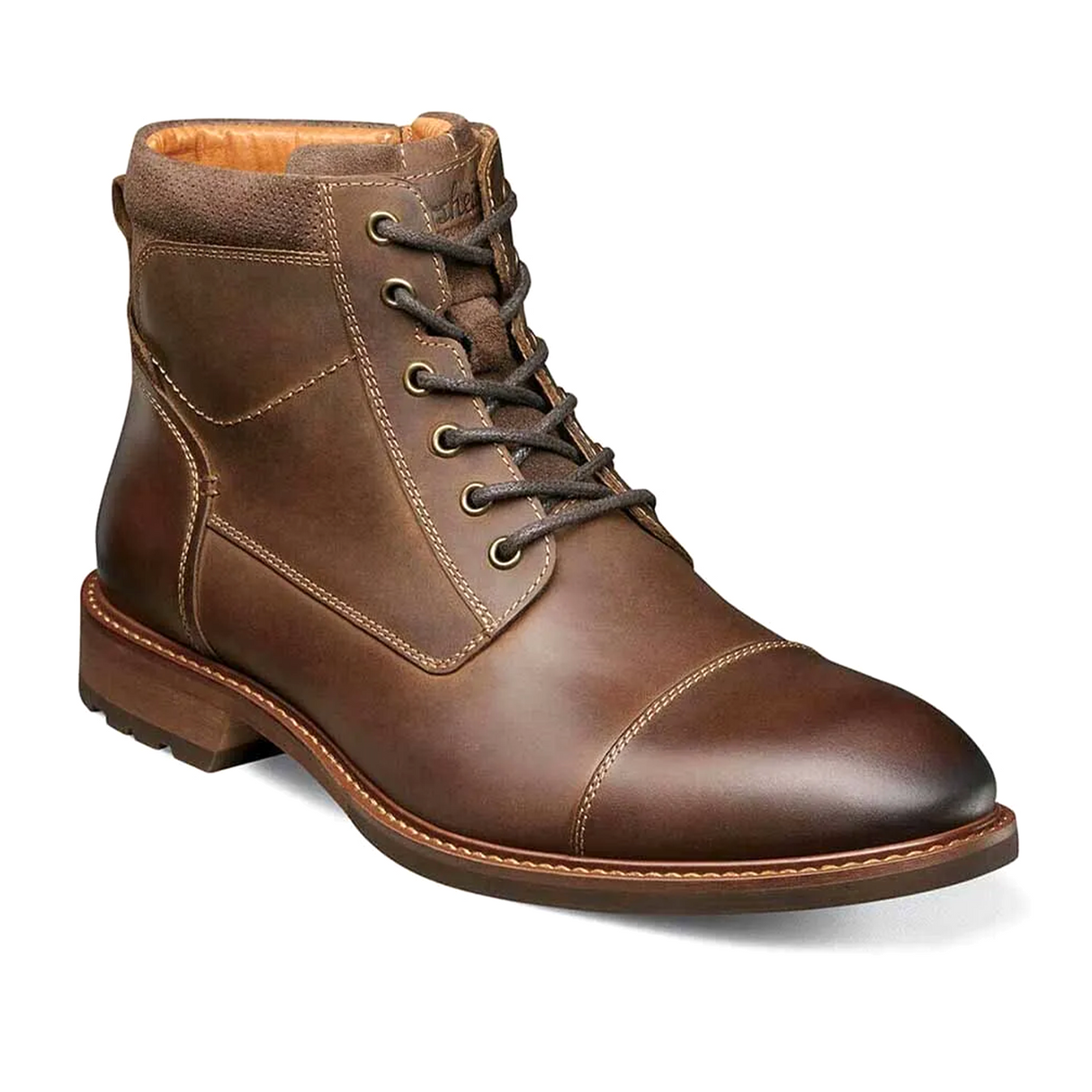 Florsheim Lodge Cap Toe Lace Up Boot (Men) - Brown Crazy Horse Boots - Casual - Mid - The Heel Shoe Fitters