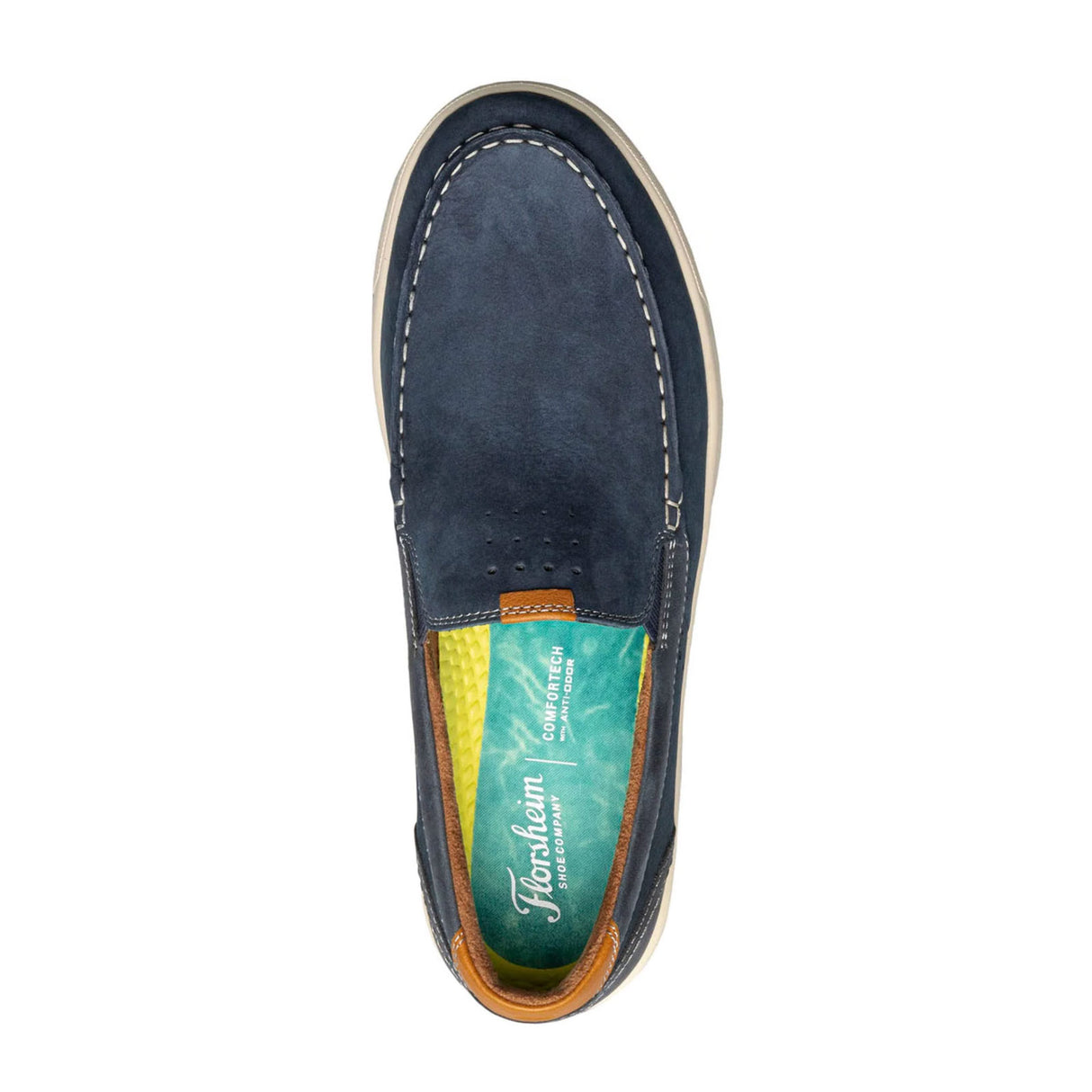 Florsheim Crossover Moc Toe Slip On (Men) - Navy Nubuck/Cognac Milled Dress-Casual - Slip On - The Heel Shoe Fitters