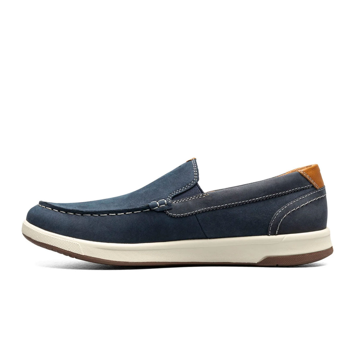 Florsheim Crossover Moc Toe Slip On (Men) - Navy Nubuck/Cognac Milled Dress-Casual - Slip On - The Heel Shoe Fitters