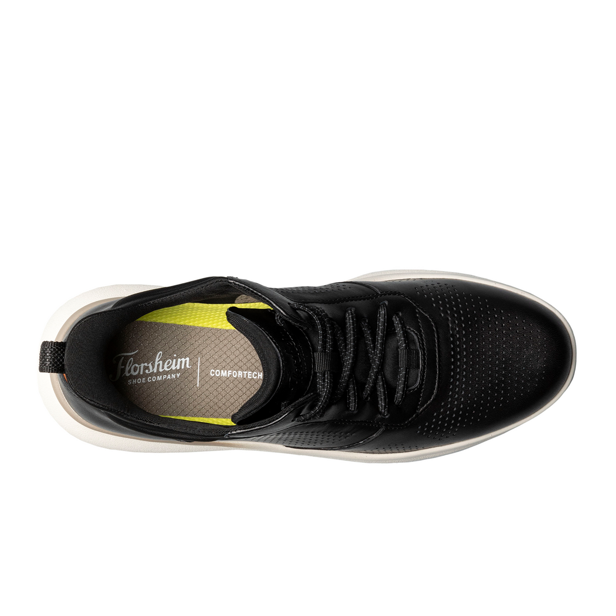 Florsheim Fleet Perf Toe Elastic Lace Sneaker (Men) - Black Dress-Casual - Slip On - The Heel Shoe Fitters