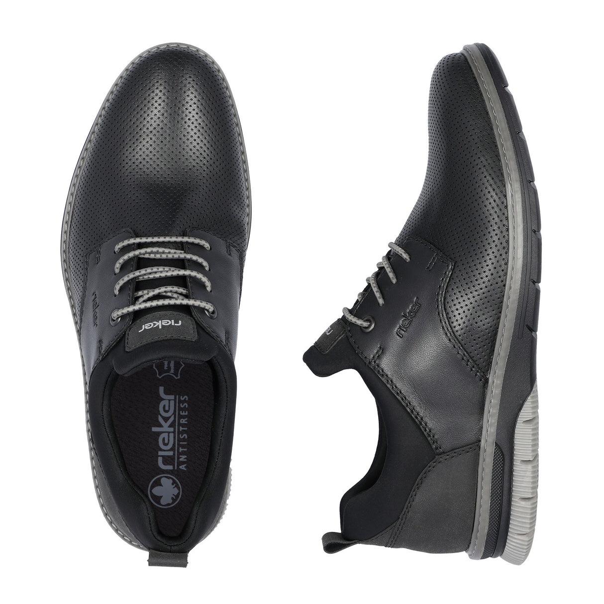 Rieker Dustin 14450-00 Lace Up (Men) - Black/Black/Black Dress-Casual - Oxford - The Heel Shoe Fitters