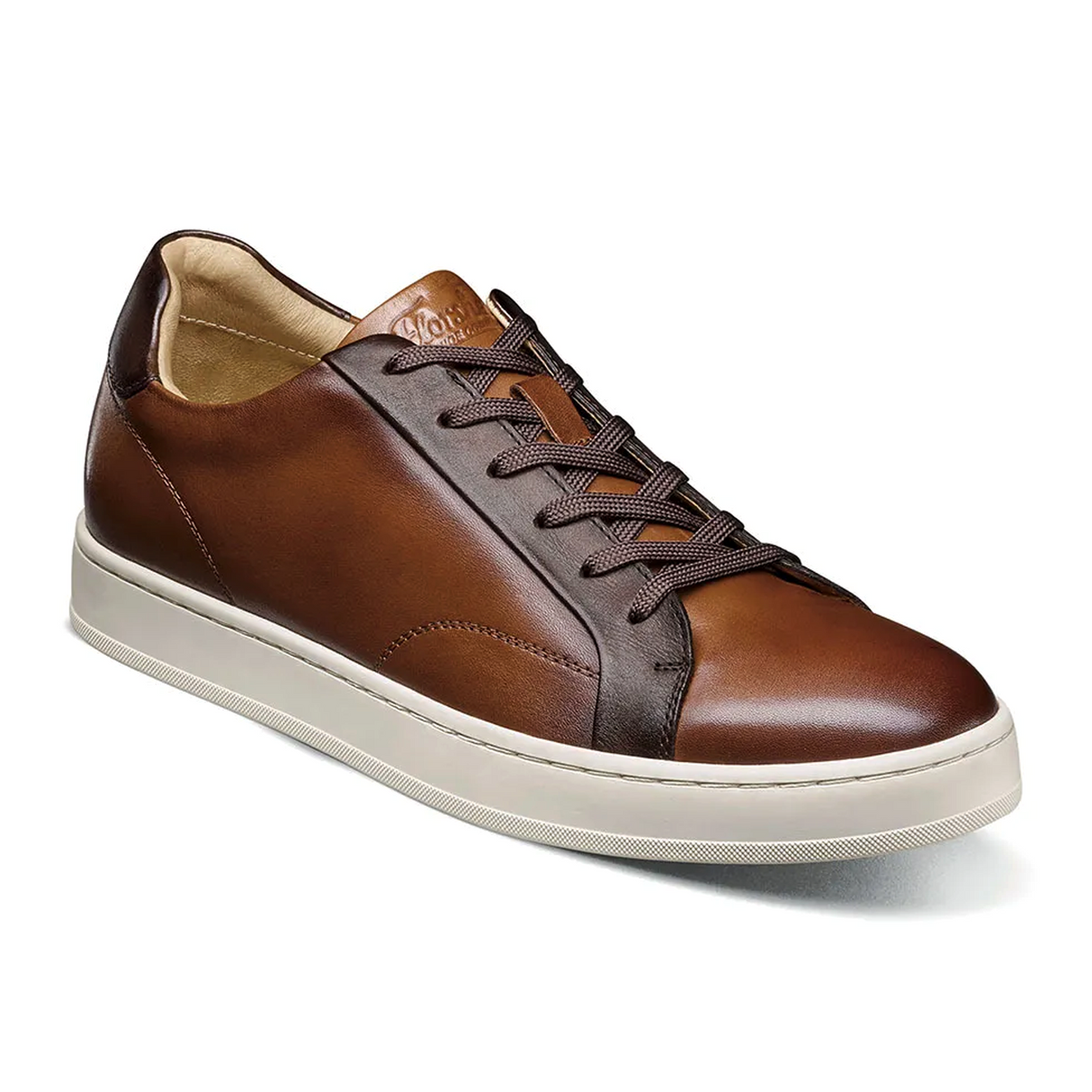 Florsheim Monopoli Lace To Toe Sneaker (Men) - Cognac/Brown Smooth with White Sole Athletic - Casual - Lace Up - The Heel Shoe Fitters